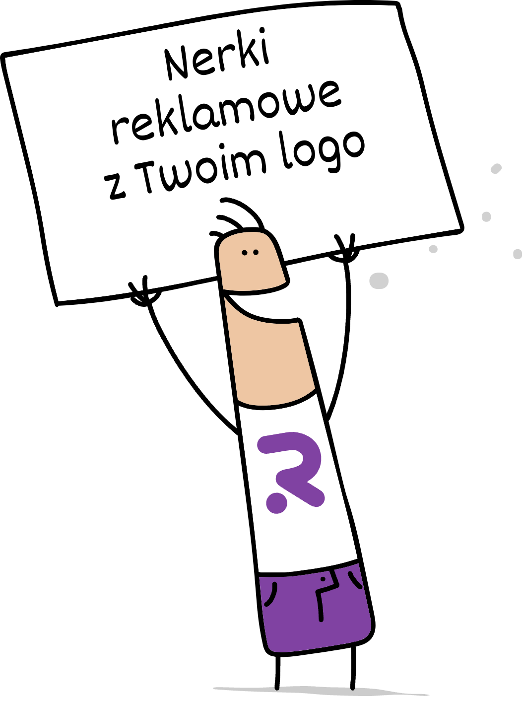 Buddy trzymający napis nerki reklamowe z Twoim logo