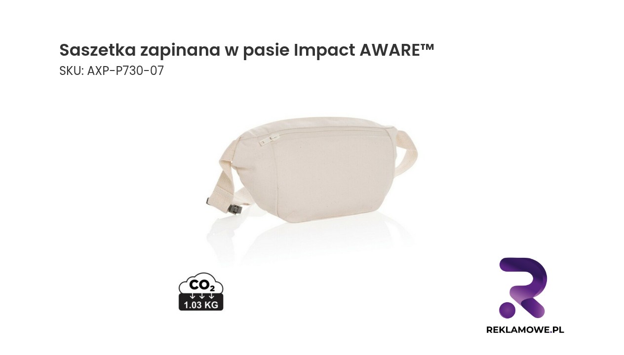 Saszetka zapinana w pasie Impact AWARE™, bawełna z recyklingu Saszetka zapinana w pasie Impact AWARE™ przygotowana do przenoszenia przedmiotów osobistych z minimalnym śladem ekologicznym